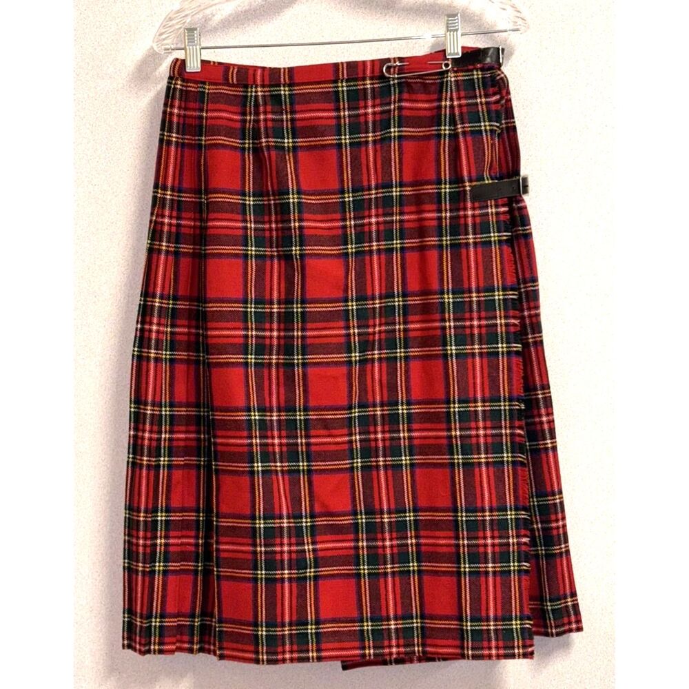 Royal Stewart Tartan Traditional Scottish Kilt US 14 Leather Buckles Kilt Pin